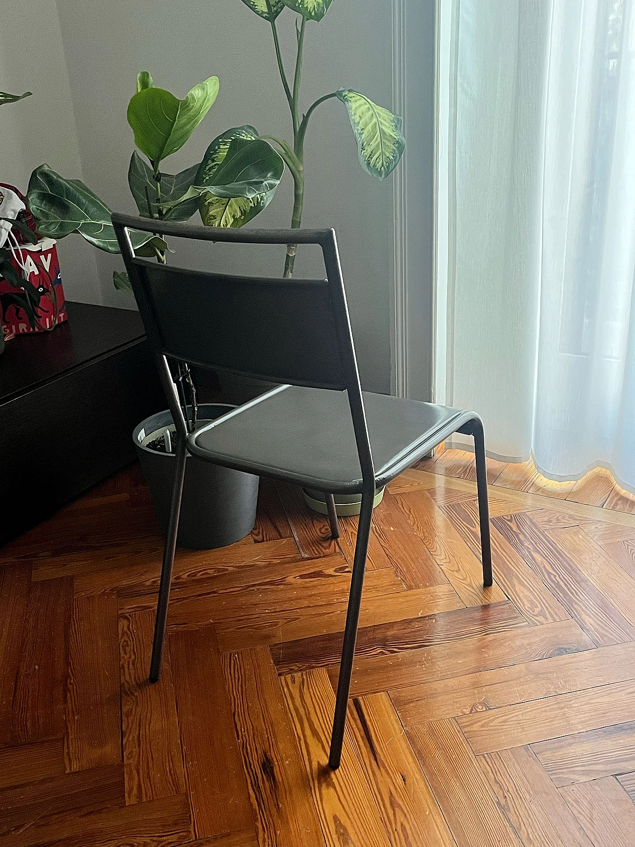 Gray wrought iron chair 2