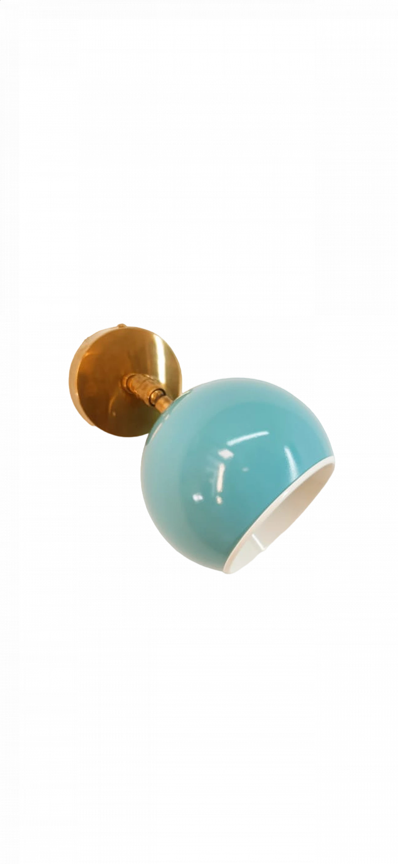 Brass and light blue metal adjustable wall light, 1970s 11