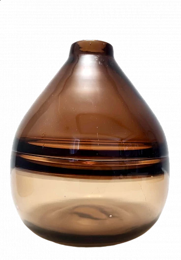 Postmodern brown Murano glass incalmo vase in the style of Alfredo Barbini, 1980s