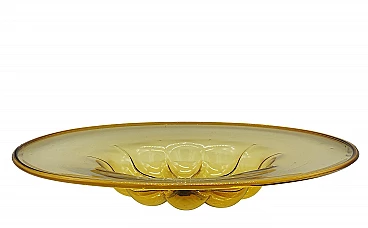 Centerpiece plate in yellow Murano glass, 1940s