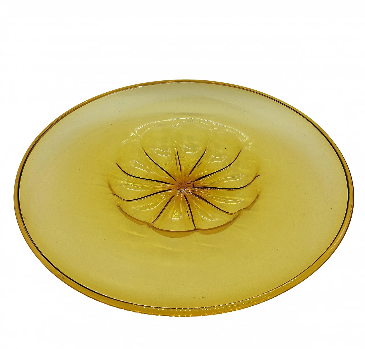 Centerpiece plate in yellow Murano glass, 1940s 2