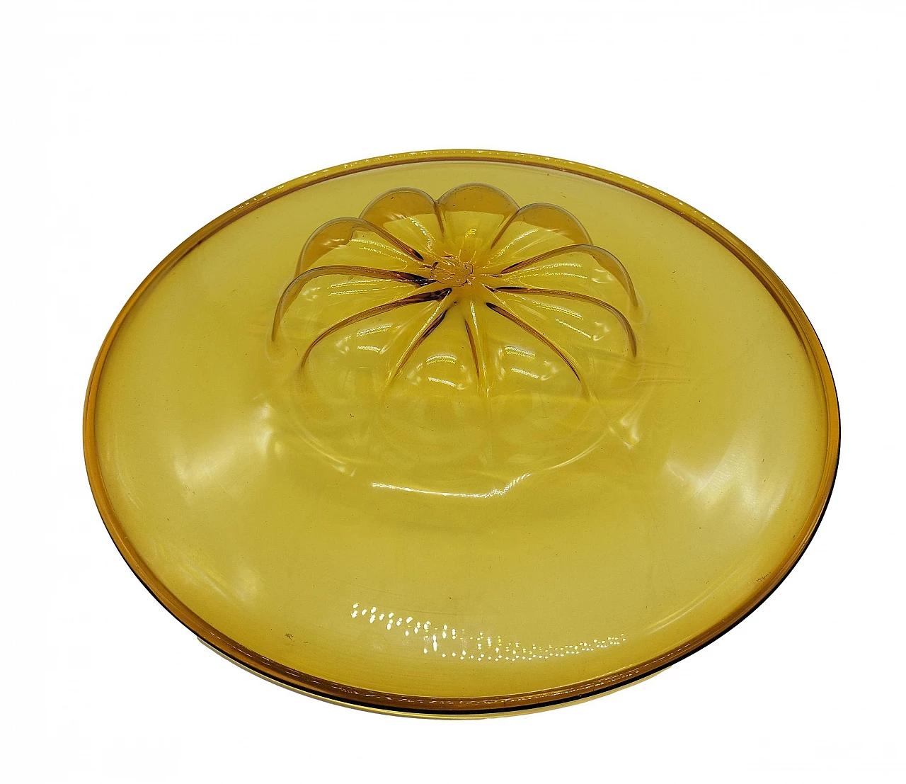 Centerpiece plate in yellow Murano glass, 1940s 3