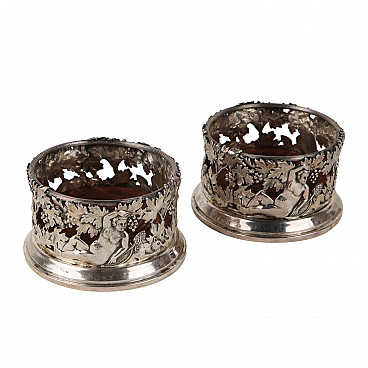 Pair of silver bottle holders by Vallè Milano