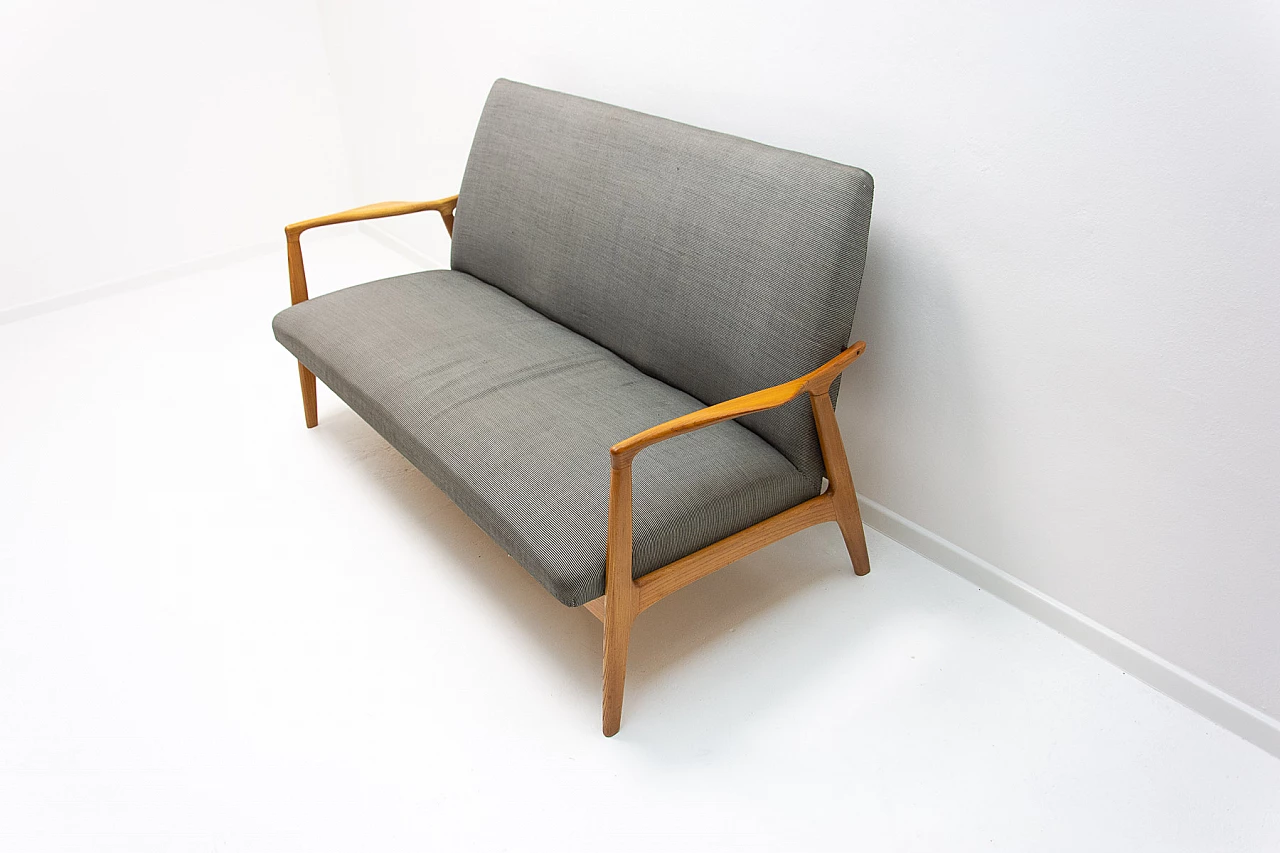 Scandinavian style sofa in bent beech and fabric by Krásná Jizba, 1960s 3