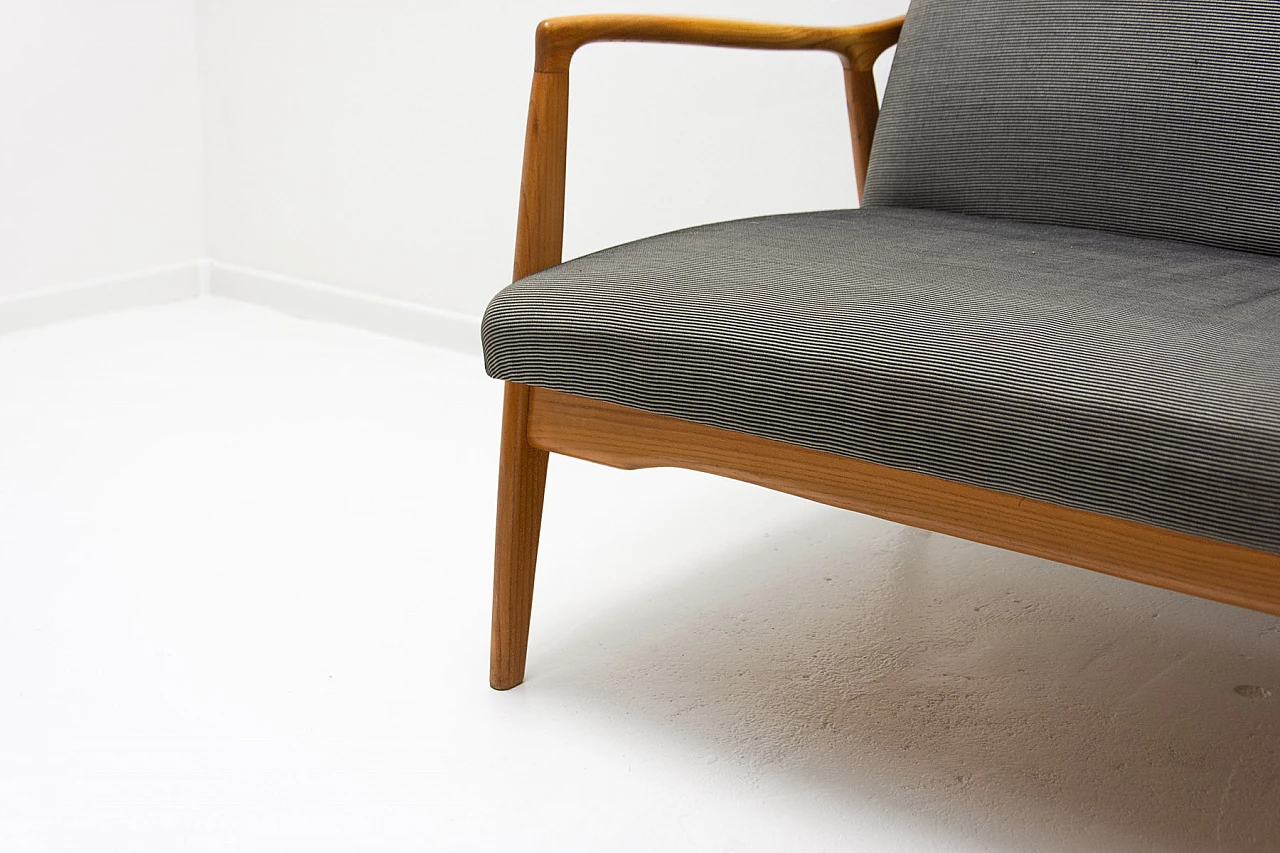 Scandinavian style sofa in bent beech and fabric by Krásná Jizba, 1960s 11