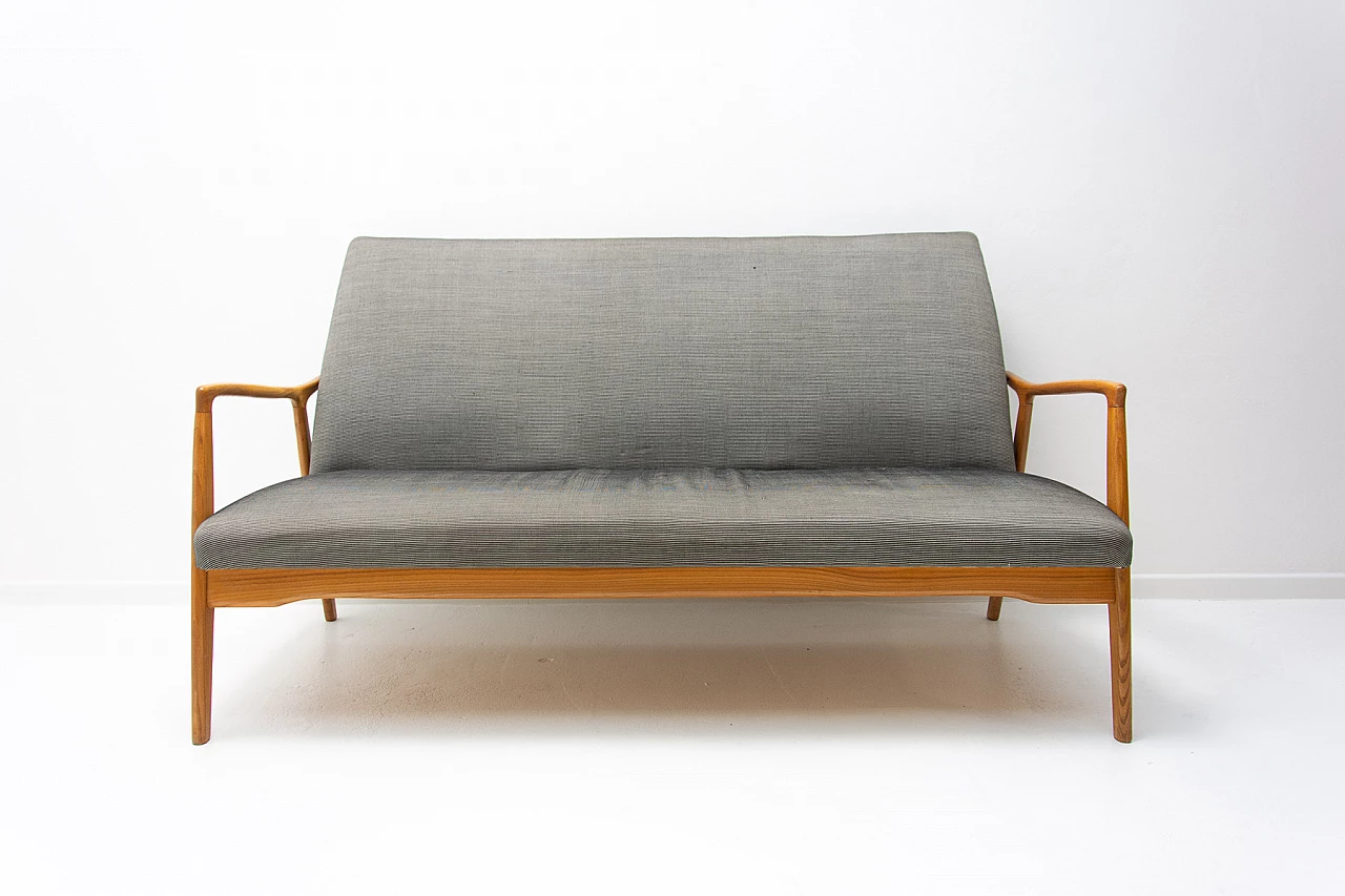 Scandinavian style sofa in bent beech and fabric by Krásná Jizba, 1960s 15