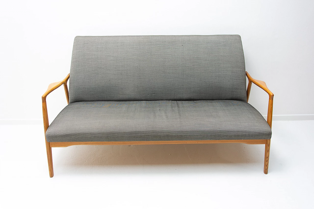 Scandinavian style sofa in bent beech and fabric by Krásná Jizba, 1960s 16