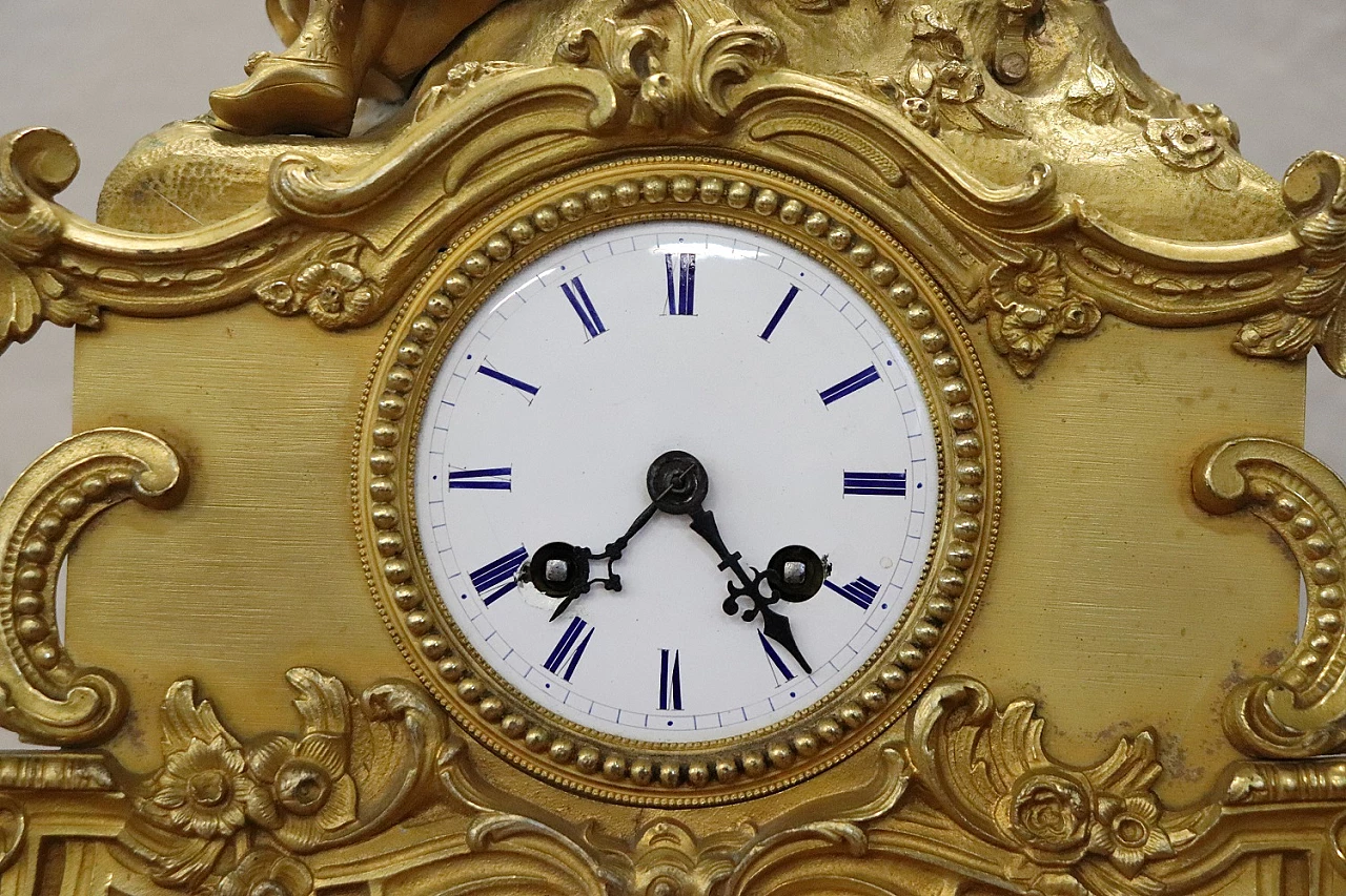 Orologio da tavolo parigino in bronzo dorato, '800 2