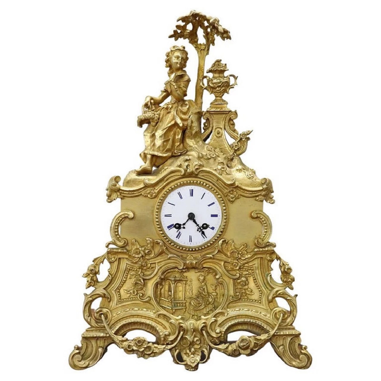 Orologio da tavolo parigino in bronzo dorato, '800 11