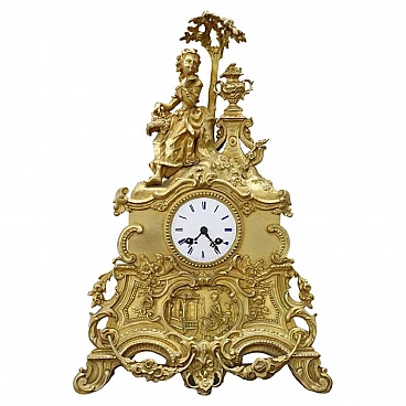 Parisian table clock in gilt bronze, 19th century