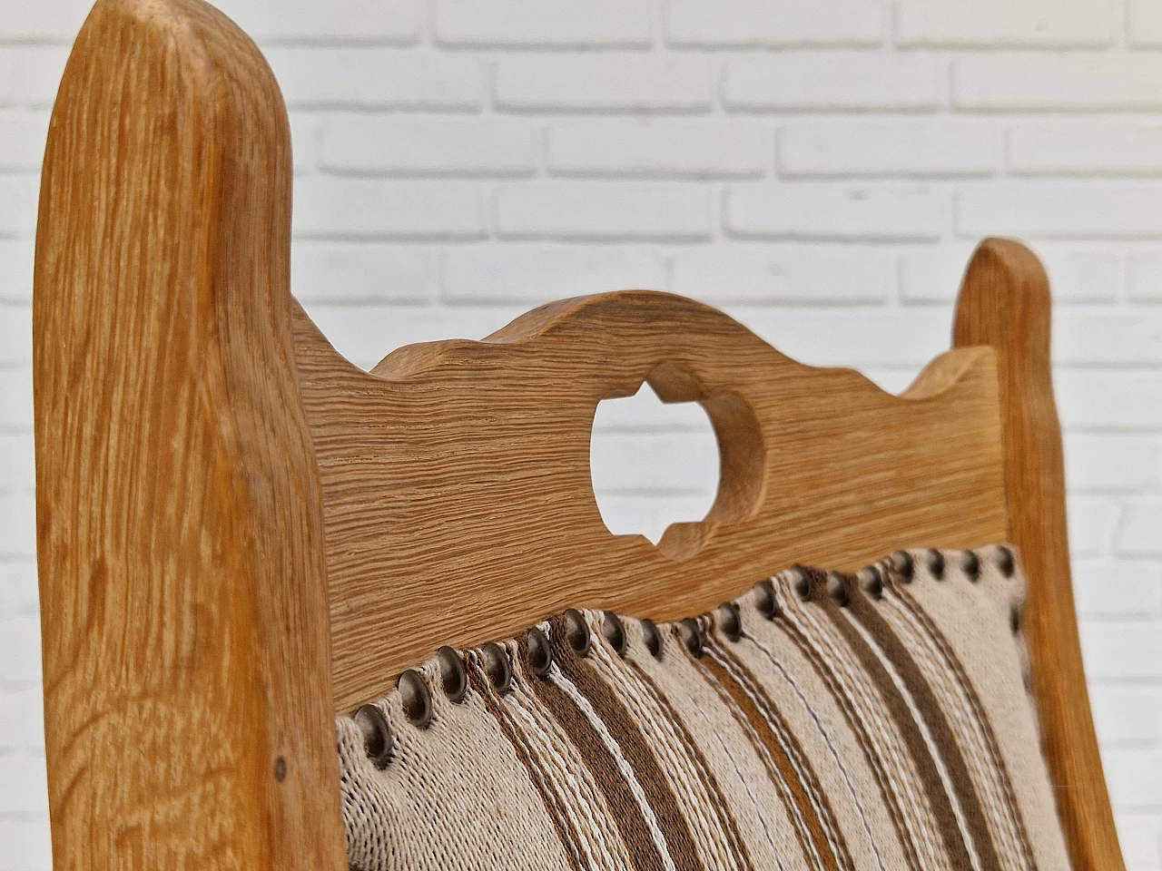 4 Sedie danesi in legno di quercia e lana con tavolo in rovere, anni '70 6