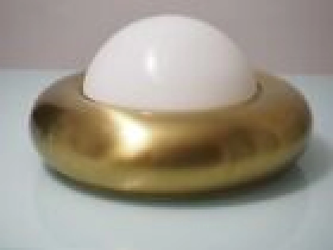 Lampada in metallo dorato e vetro di Valenti, anni '70 1