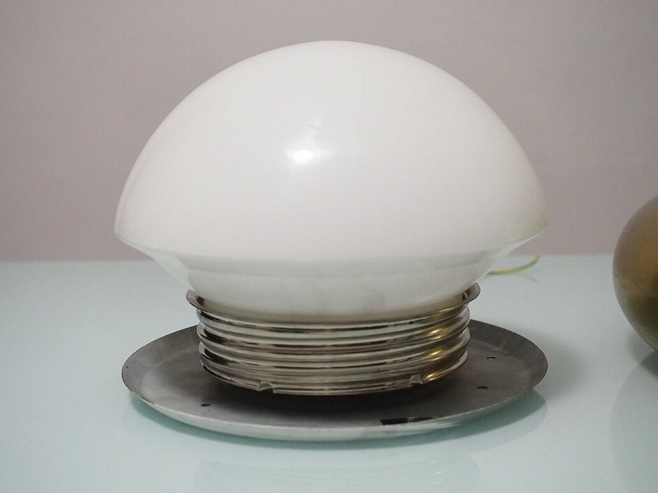 Lampada in metallo dorato e vetro di Valenti, anni '70 8