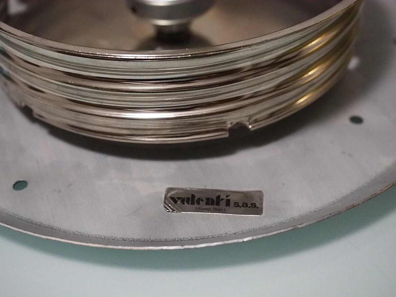 Lampada in metallo dorato e vetro di Valenti, anni '70 9