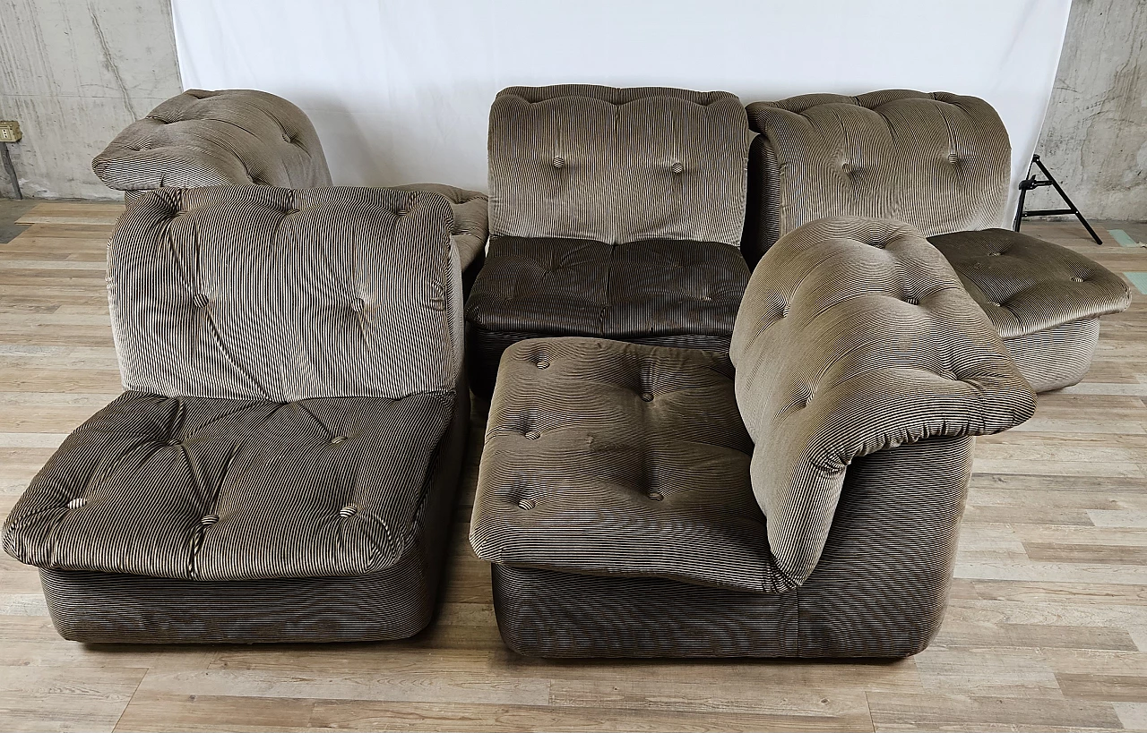 Striped five-seat modular sofa, 1970s 2