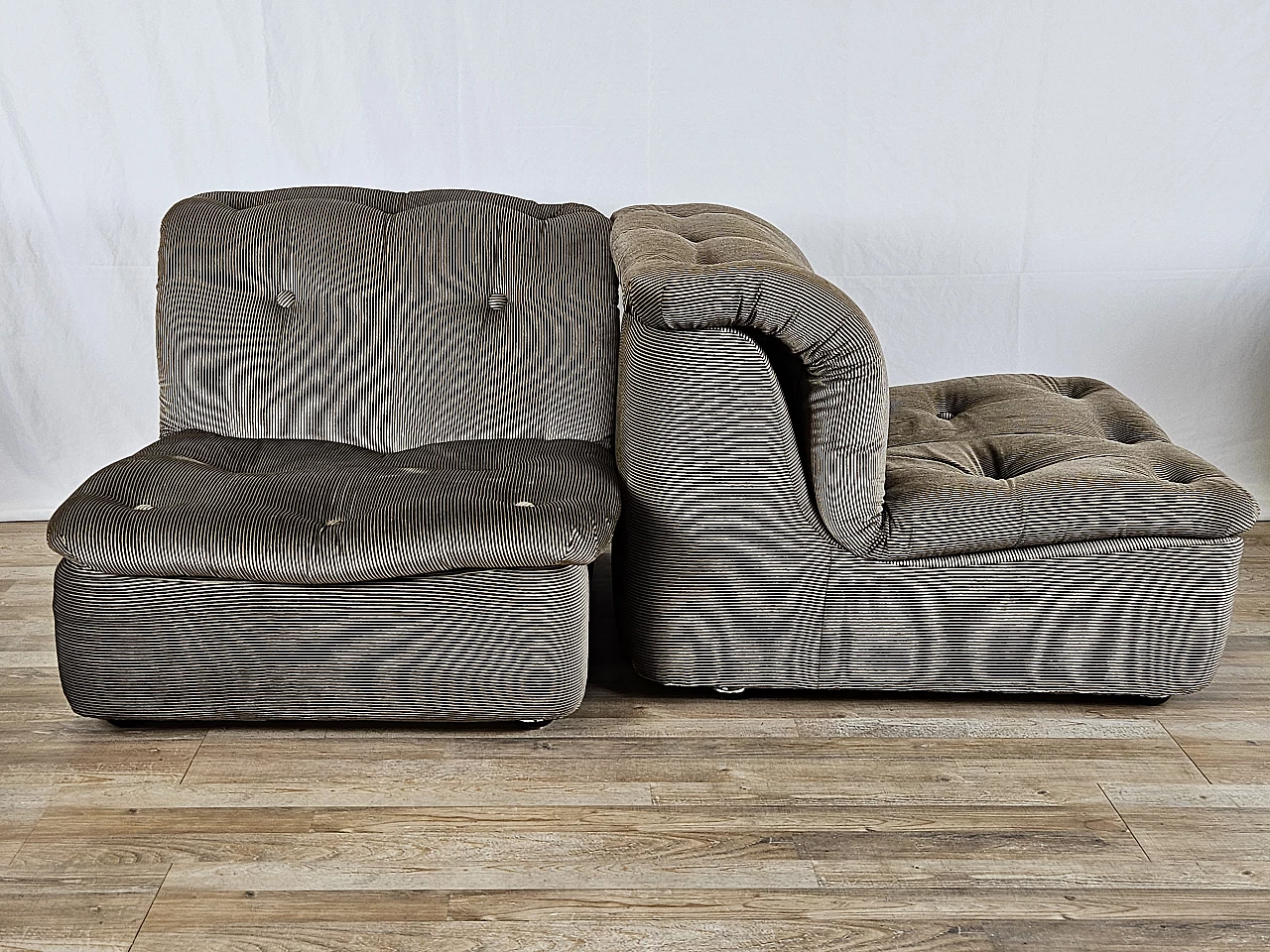 Striped five-seat modular sofa, 1970s 4