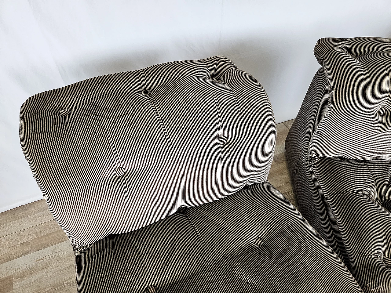 Striped five-seat modular sofa, 1970s 7