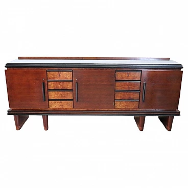 Art Deco sideboard in walnut veneer with briar decoration, 1930s