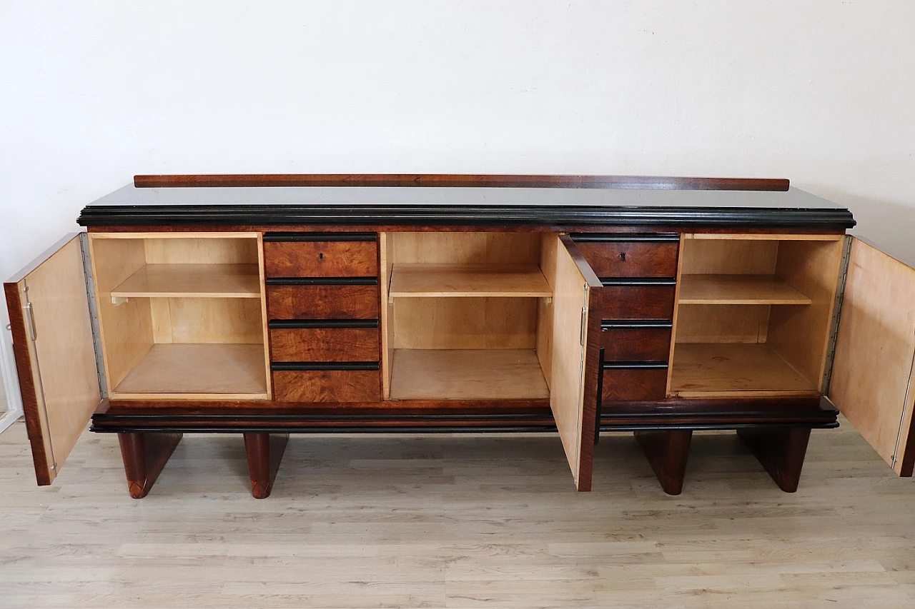 Art Deco sideboard in walnut veneer with briar decoration, 1930s 7