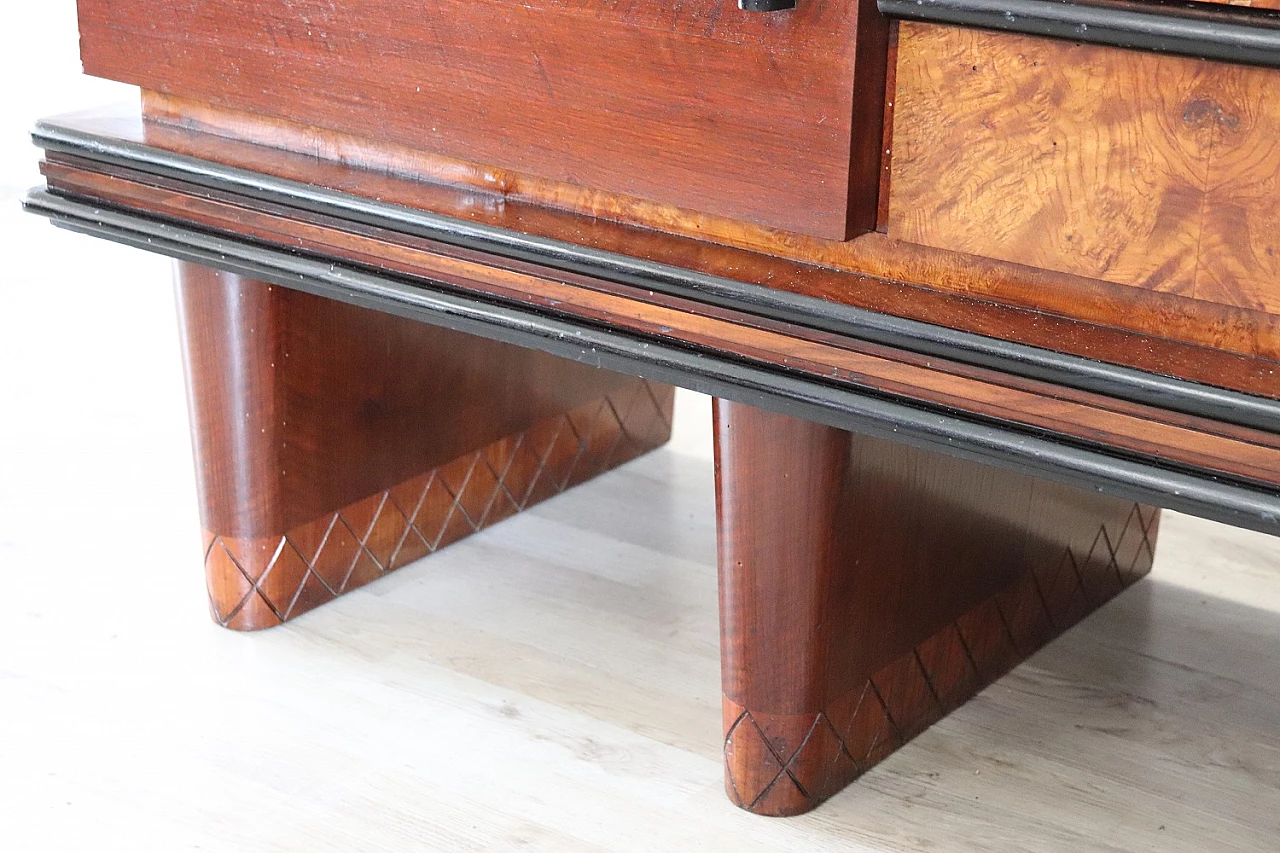 Art Deco sideboard in walnut veneer with briar decoration, 1930s 10