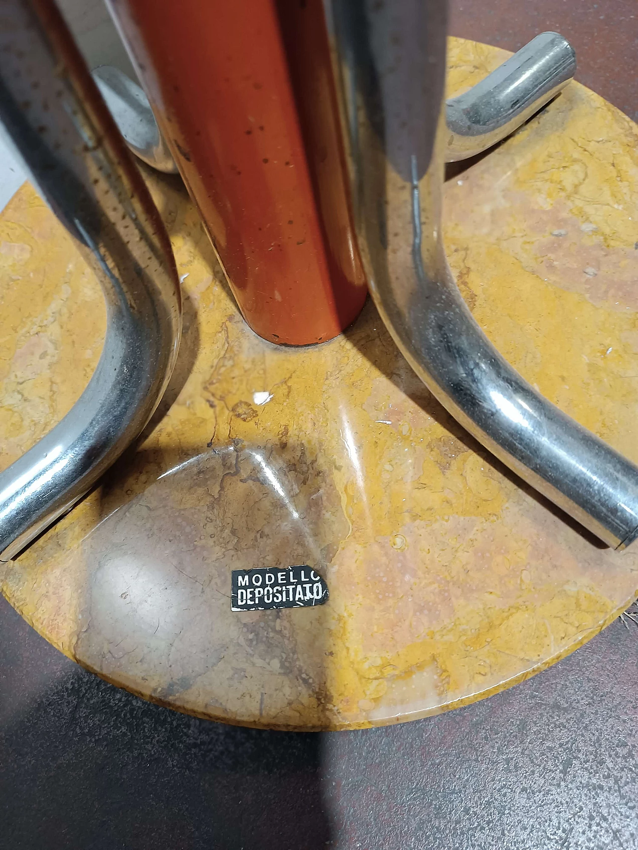 Space Age metal coat rack with marble base, 1970s 4