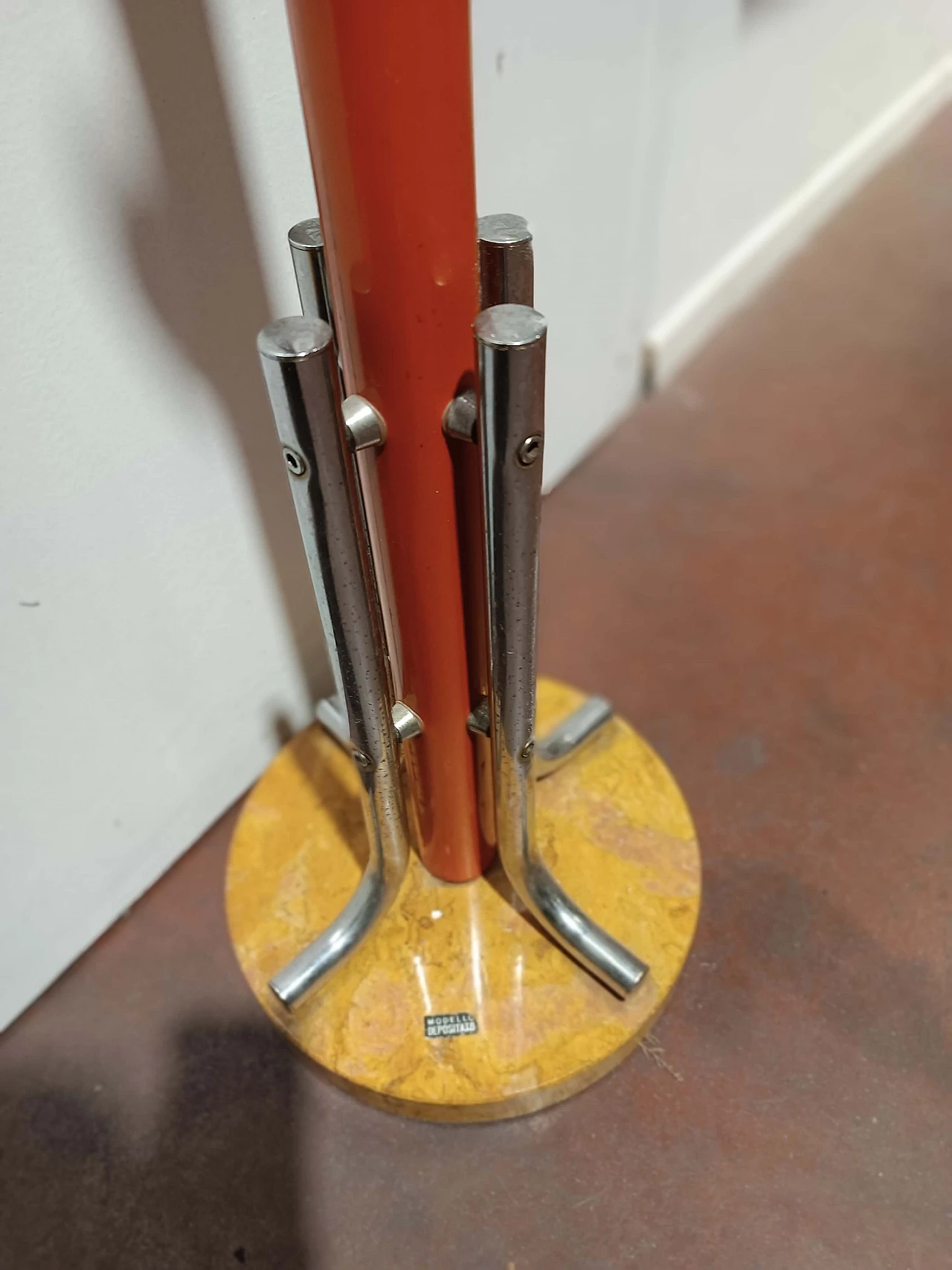 Space Age metal coat rack with marble base, 1970s 5