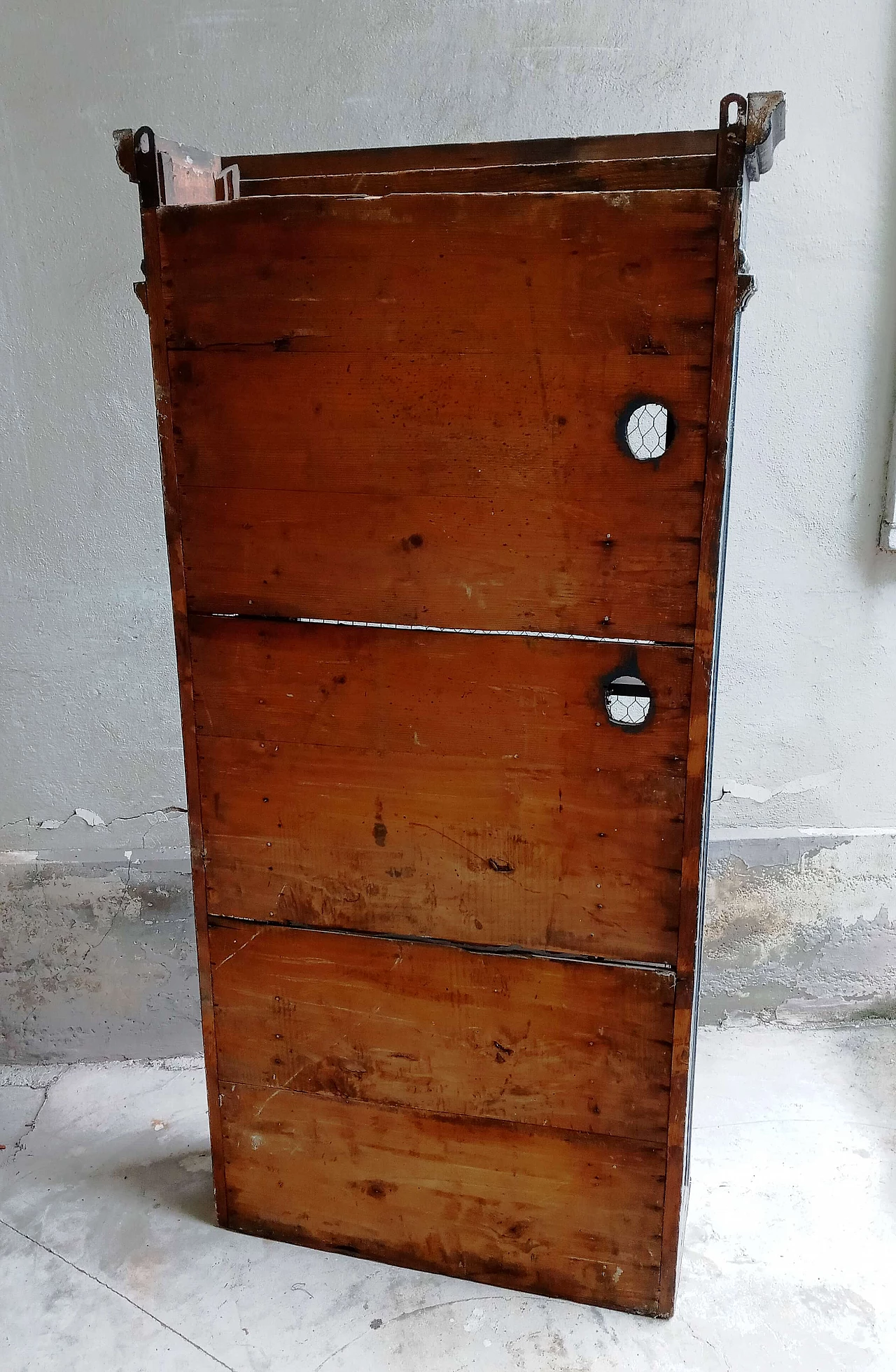 Black matte wood sideboard with metal mesh door, 1920s 13