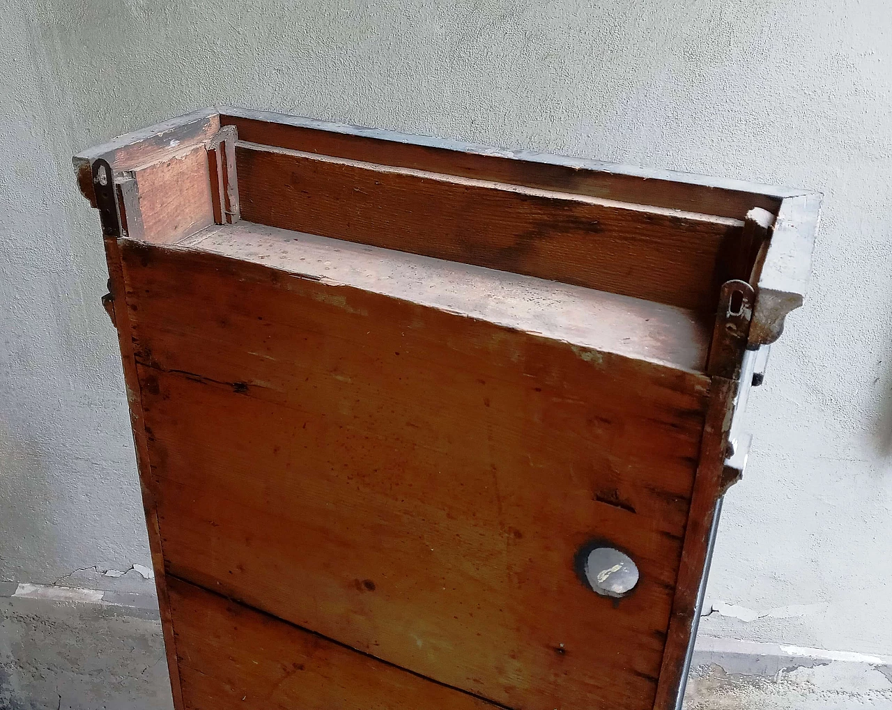 Black matte wood sideboard with metal mesh door, 1920s 14