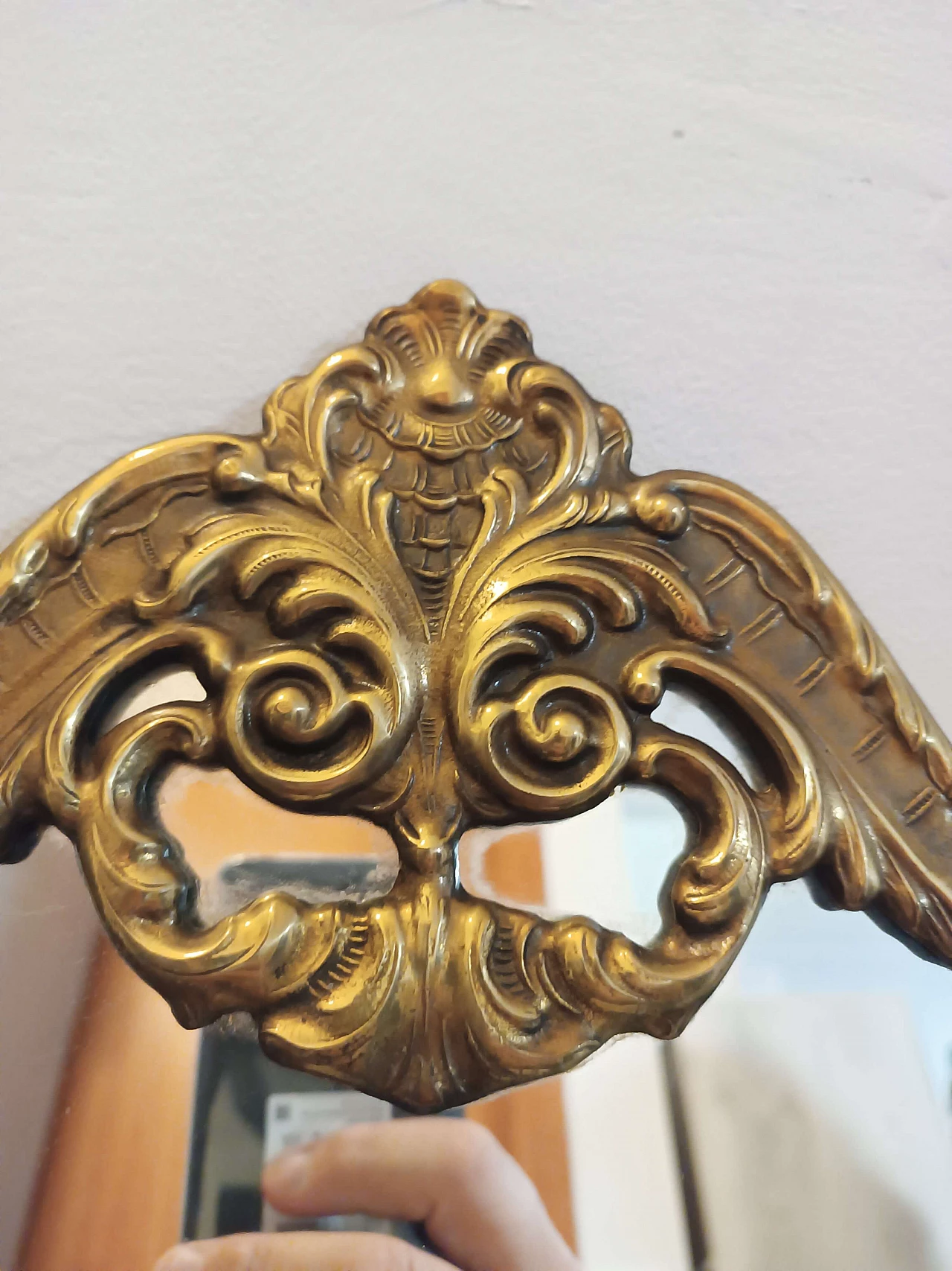 Specchio da parete con cornice in ottone, anni '50 8