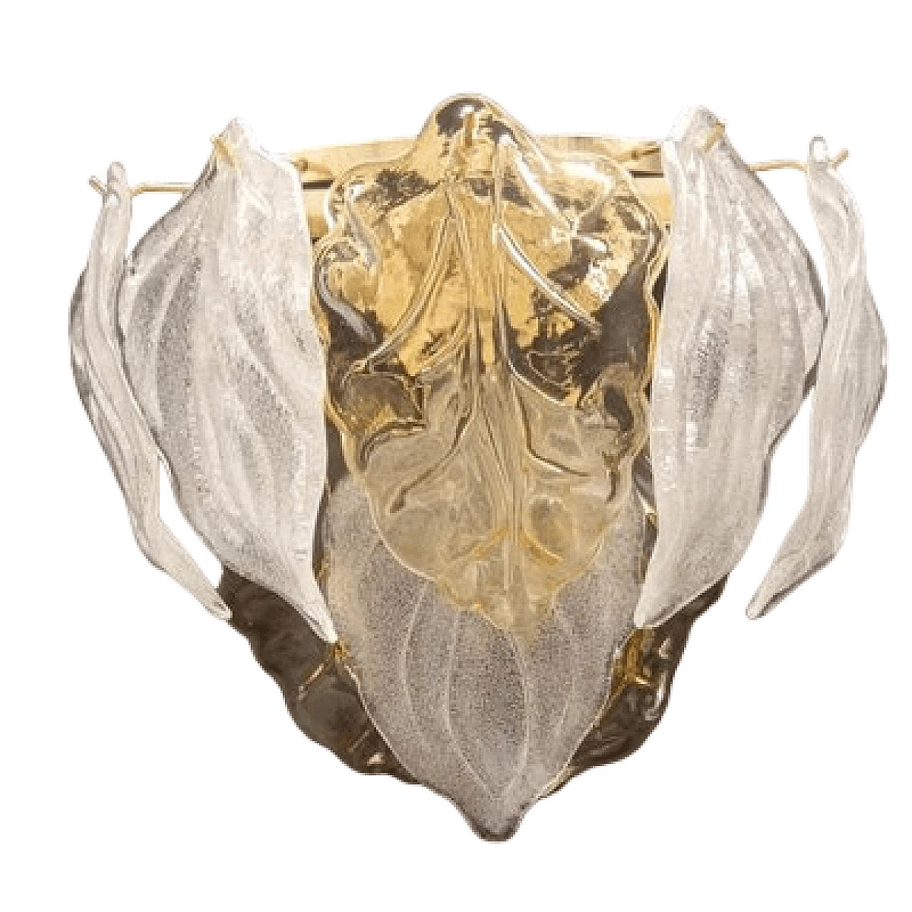 Coppia di applique in vetro di Murano trasparente e ambrato, anni '70 10