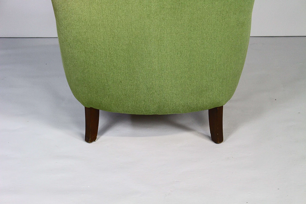 Danish lounge armchair in stained beech and green velvet, 1950s 8