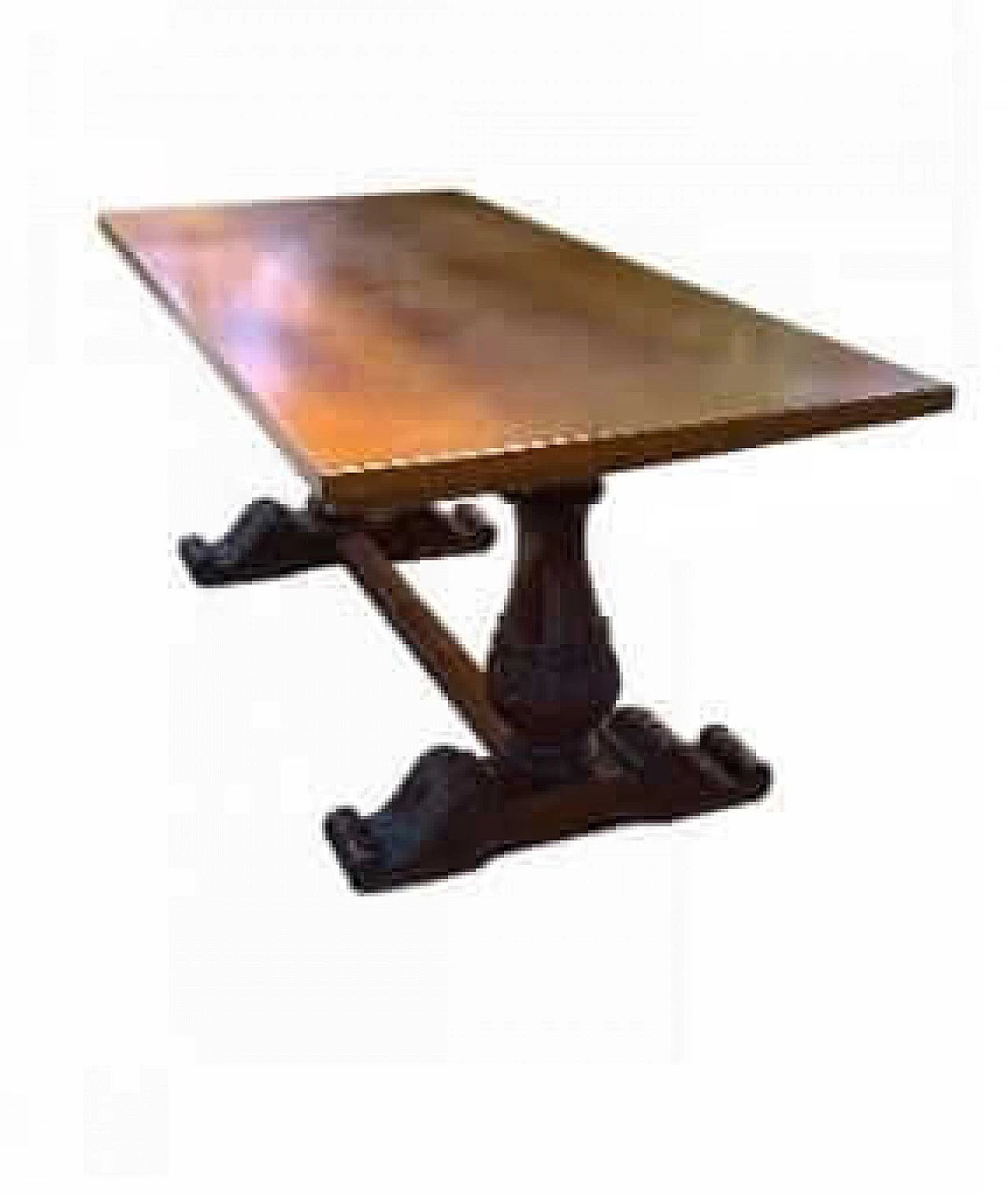 Tavolo in legno massello con gambe tornite, anni '30 4