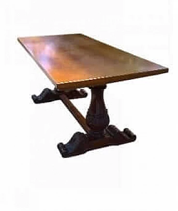 Tavolo in legno massello con gambe tornite, anni '30