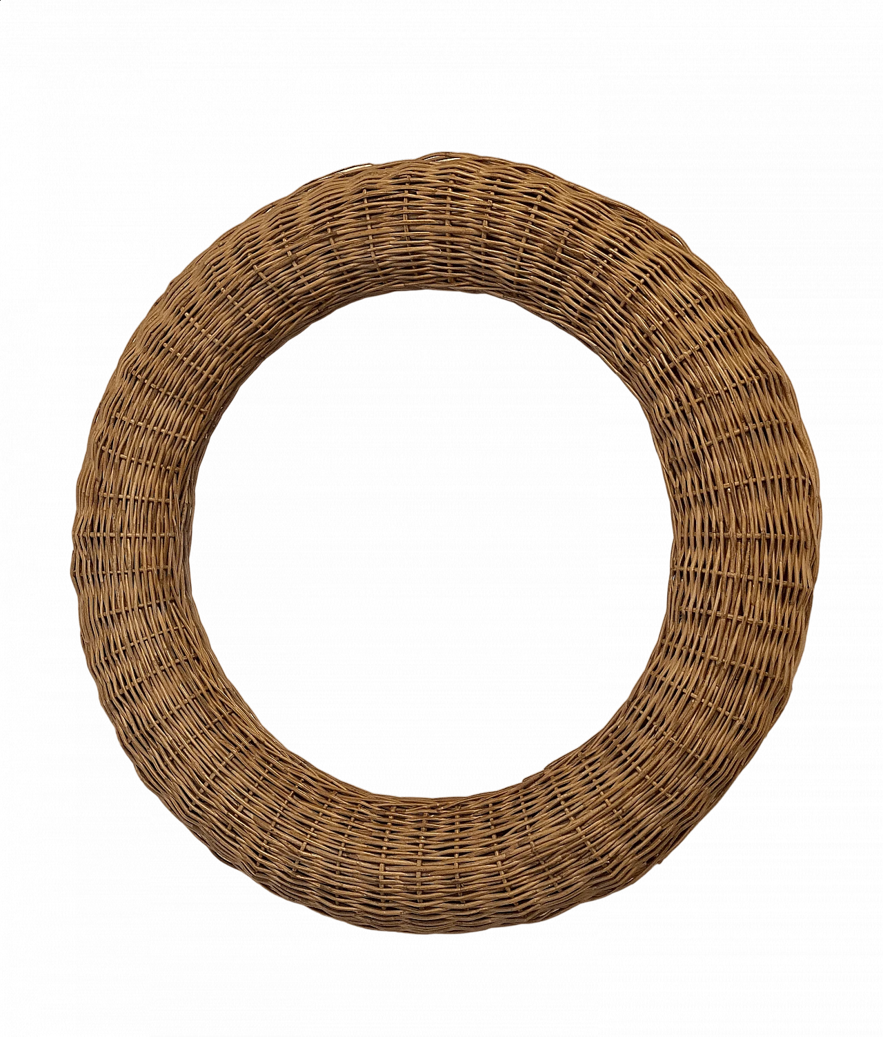 Specchio rotondo in vimini e bambù, anni '80 9