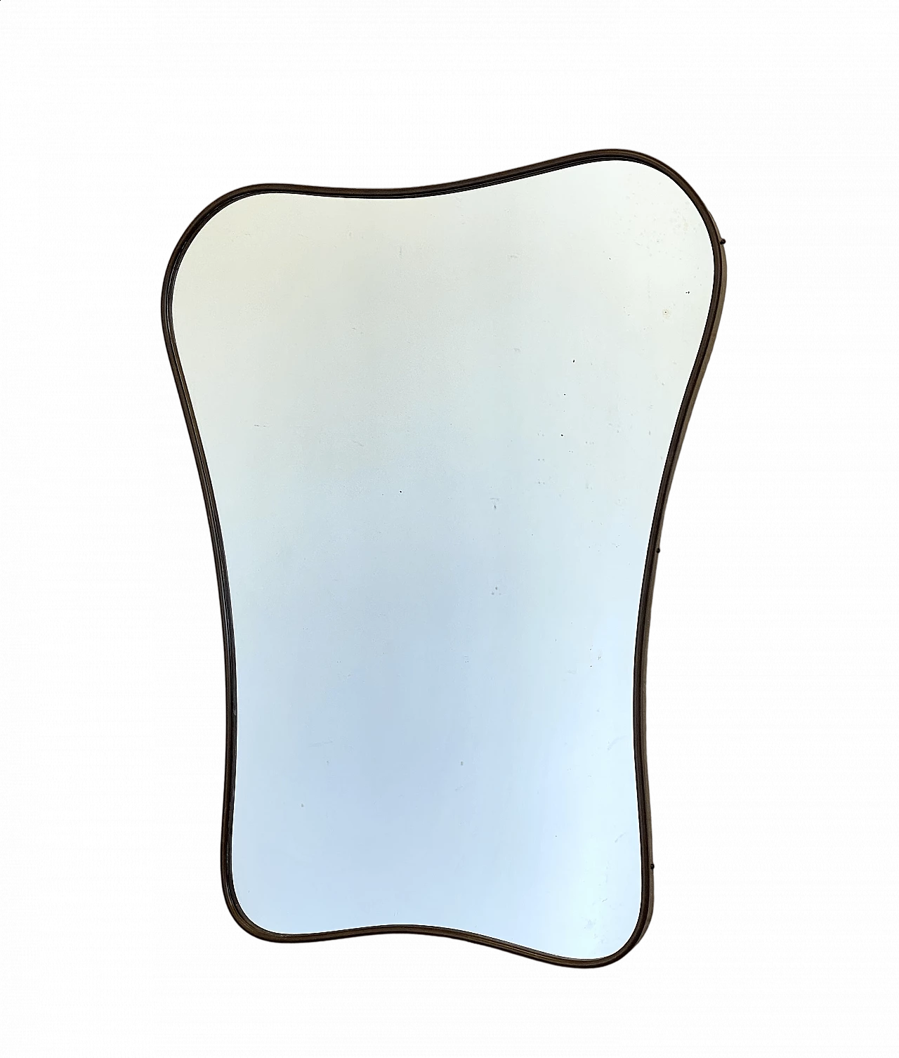 Specchio con cornice in ottone sagomato, anni '50 12