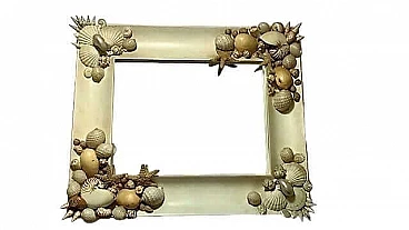 White wood mirror with shells