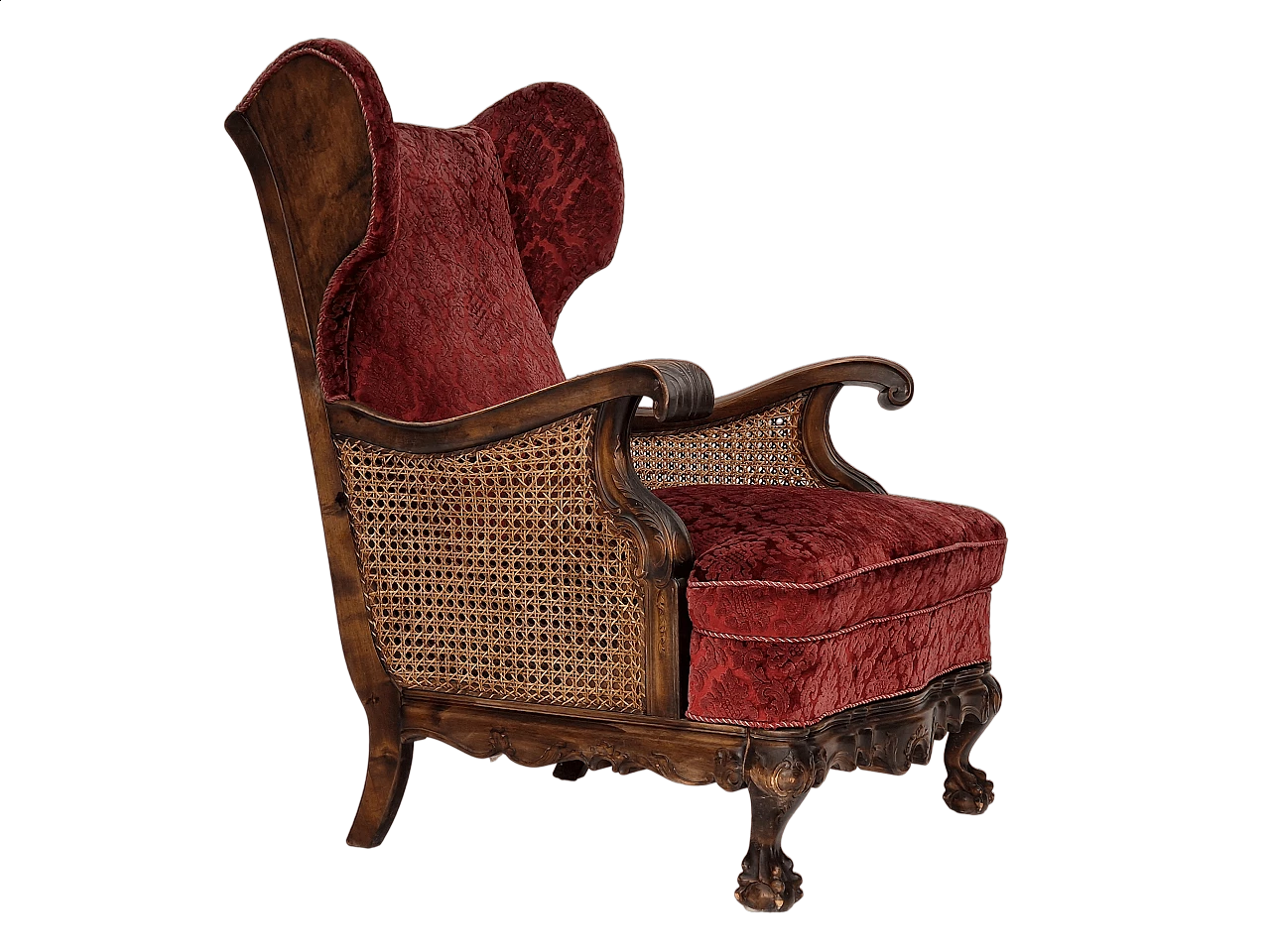 Danish ash and red velvet armchair, 1930s 20