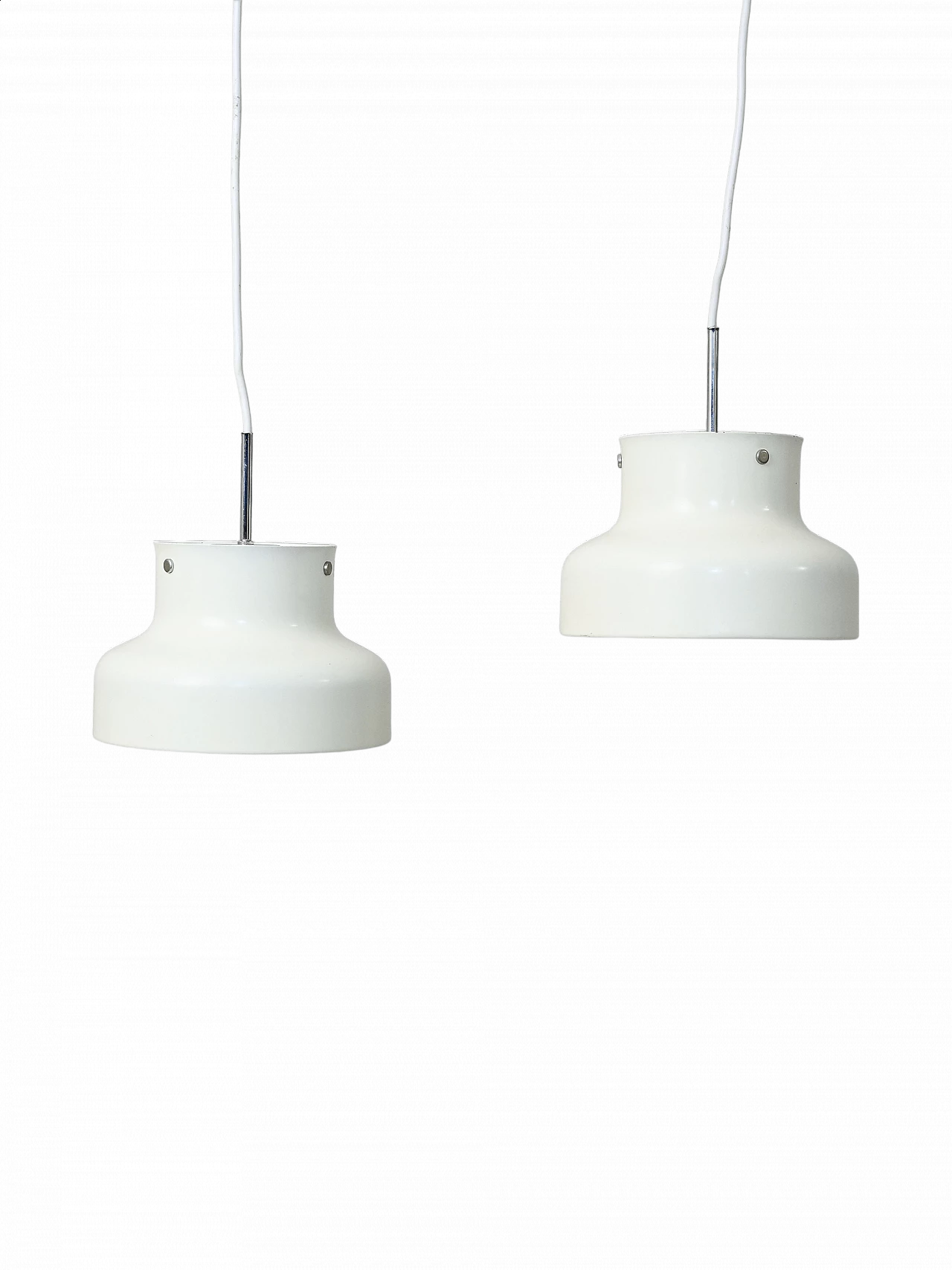 Coppia di lampadari Bumling bianchi di Anders Pehrson per Ateljé Lyktan, anni '60 10