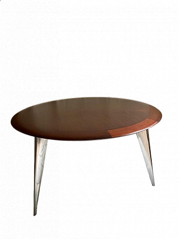 M table in mahogany and aluminium by Philippe Starck for Driade, 1980s