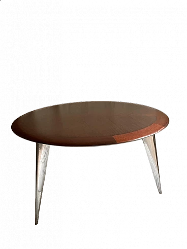 M table in mahogany and aluminium by Philippe Starck for Driade, 1980s