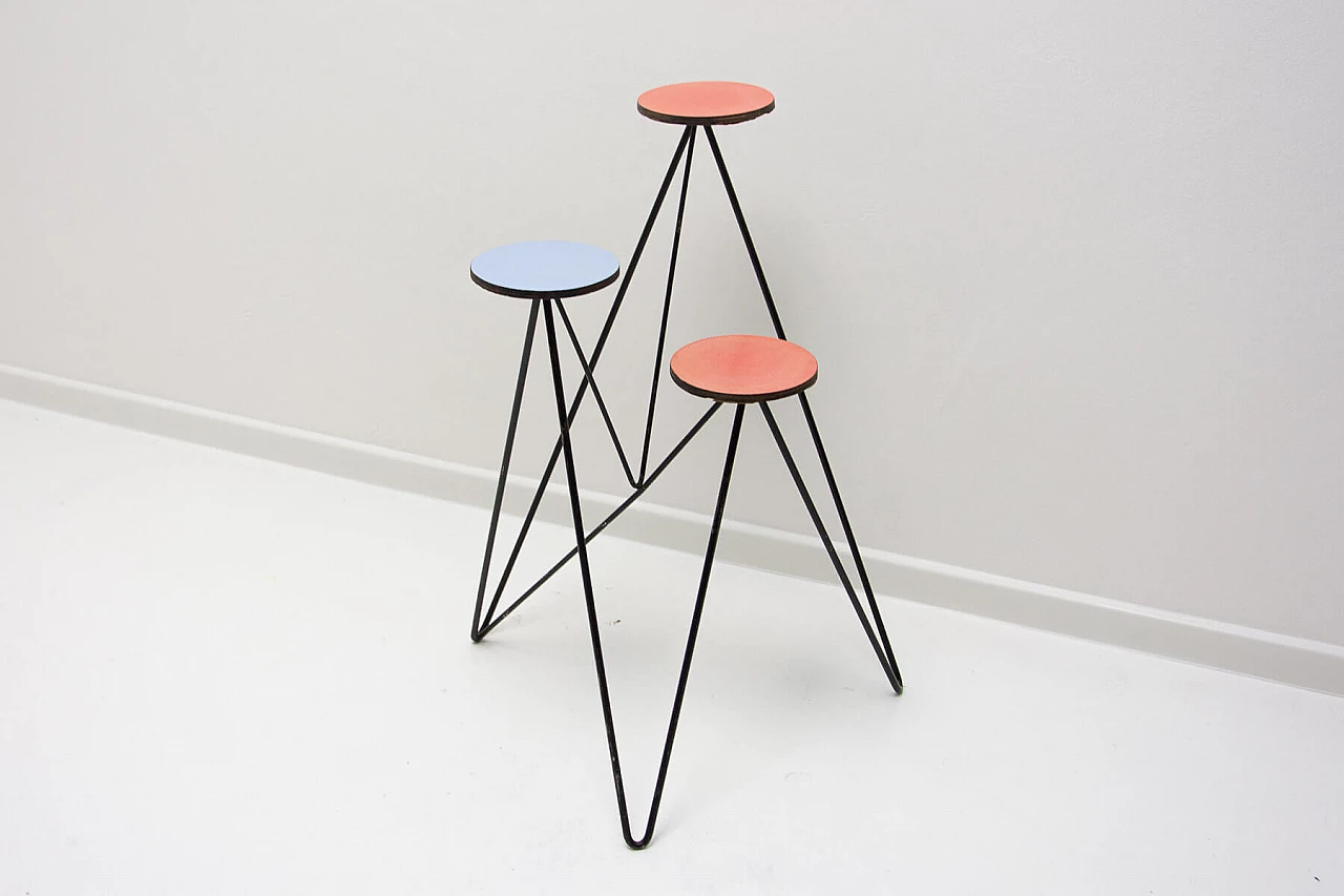 Plant stand made of metal and coloured plastic, 1960s 4