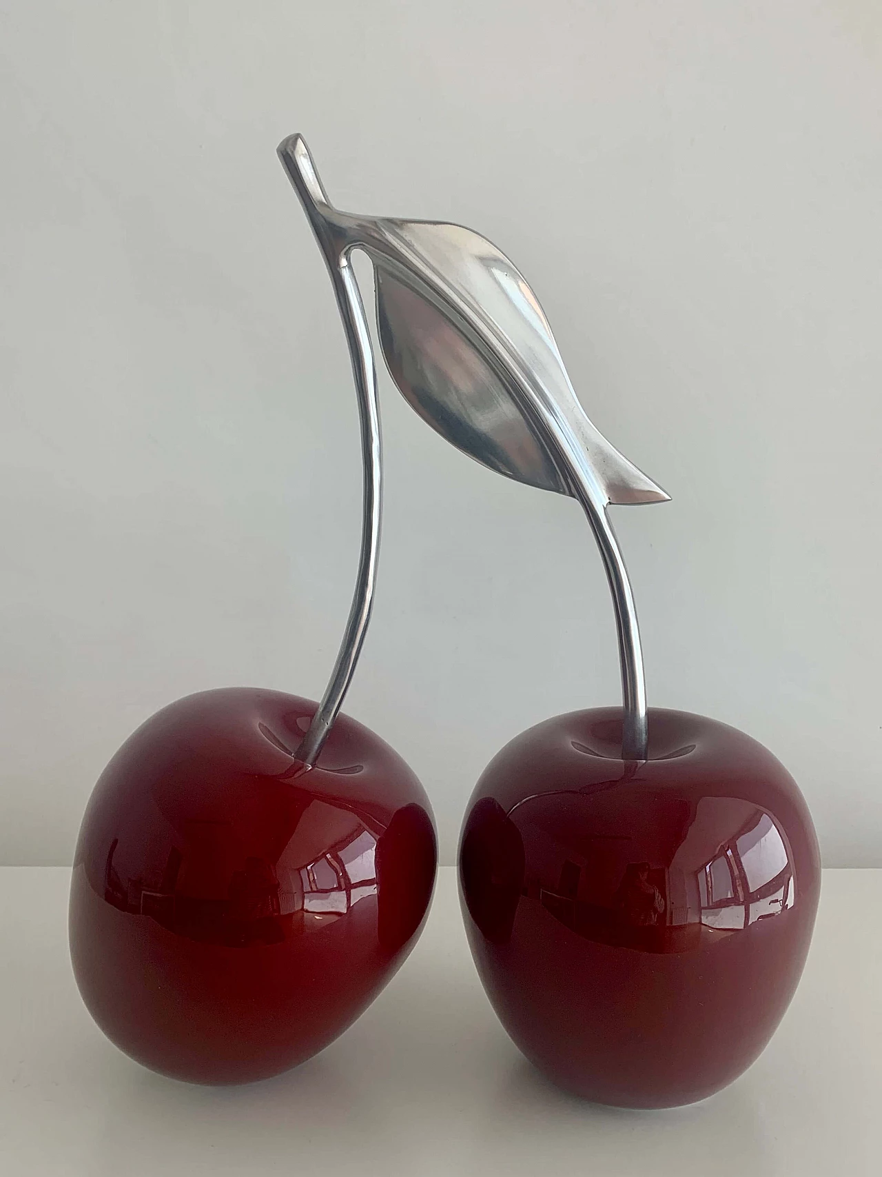 Cherry sculpture in resin and silver-plated metal, 2000s 1