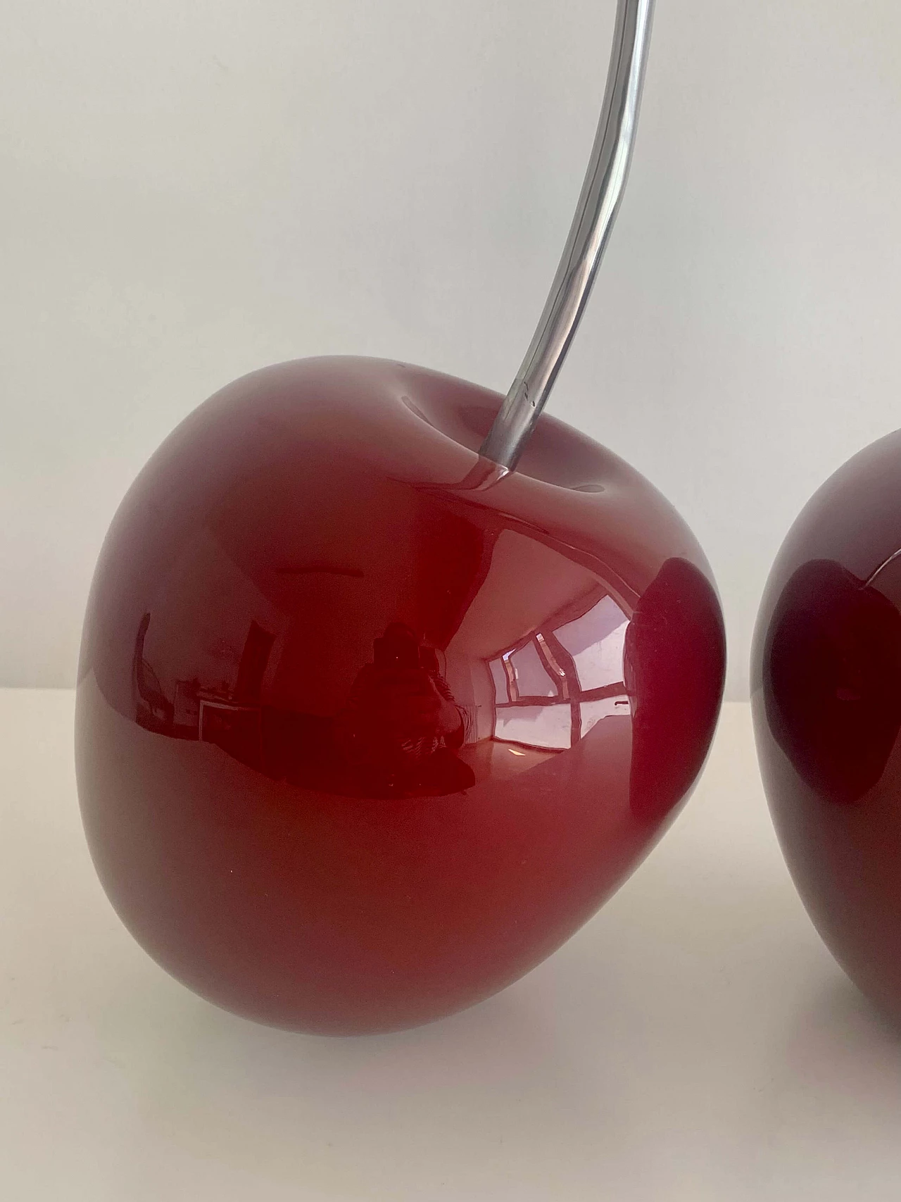 Cherry sculpture in resin and silver-plated metal, 2000s 2