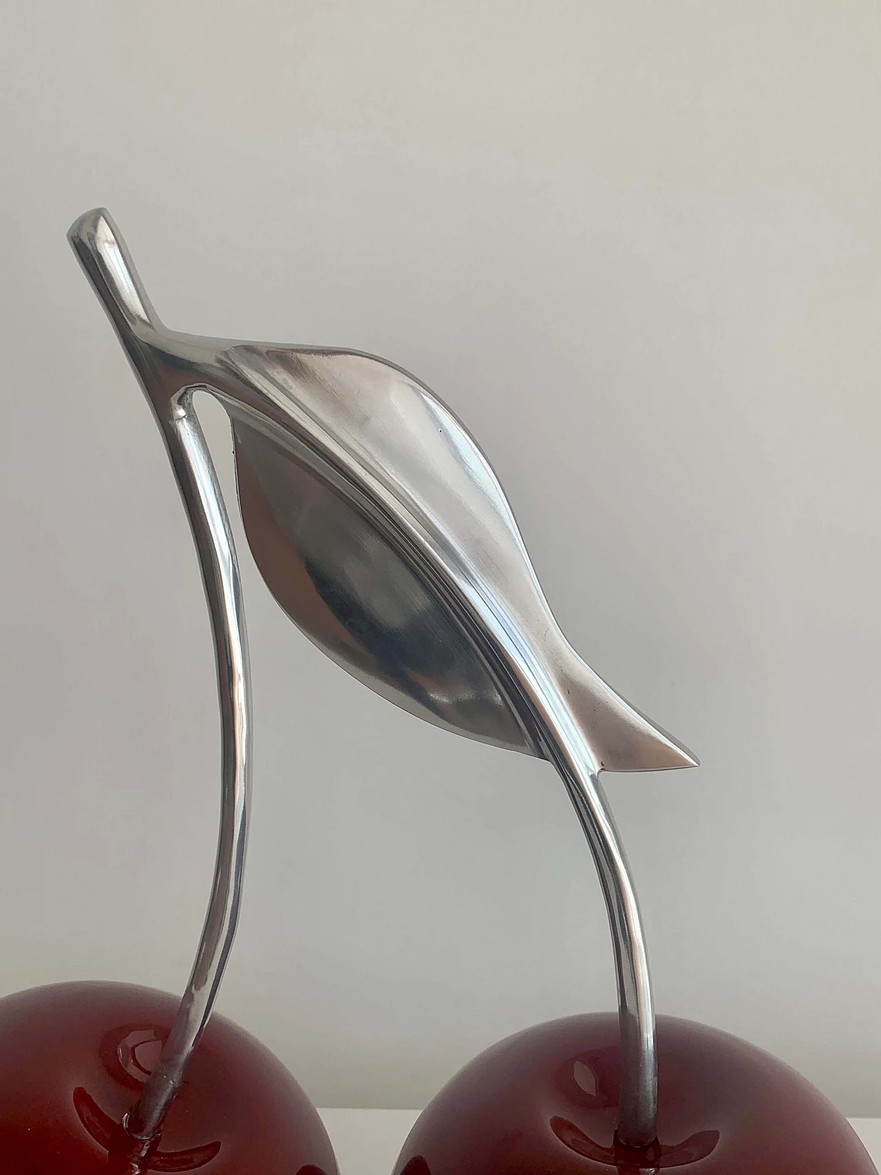 Cherry sculpture in resin and silver-plated metal, 2000s 4