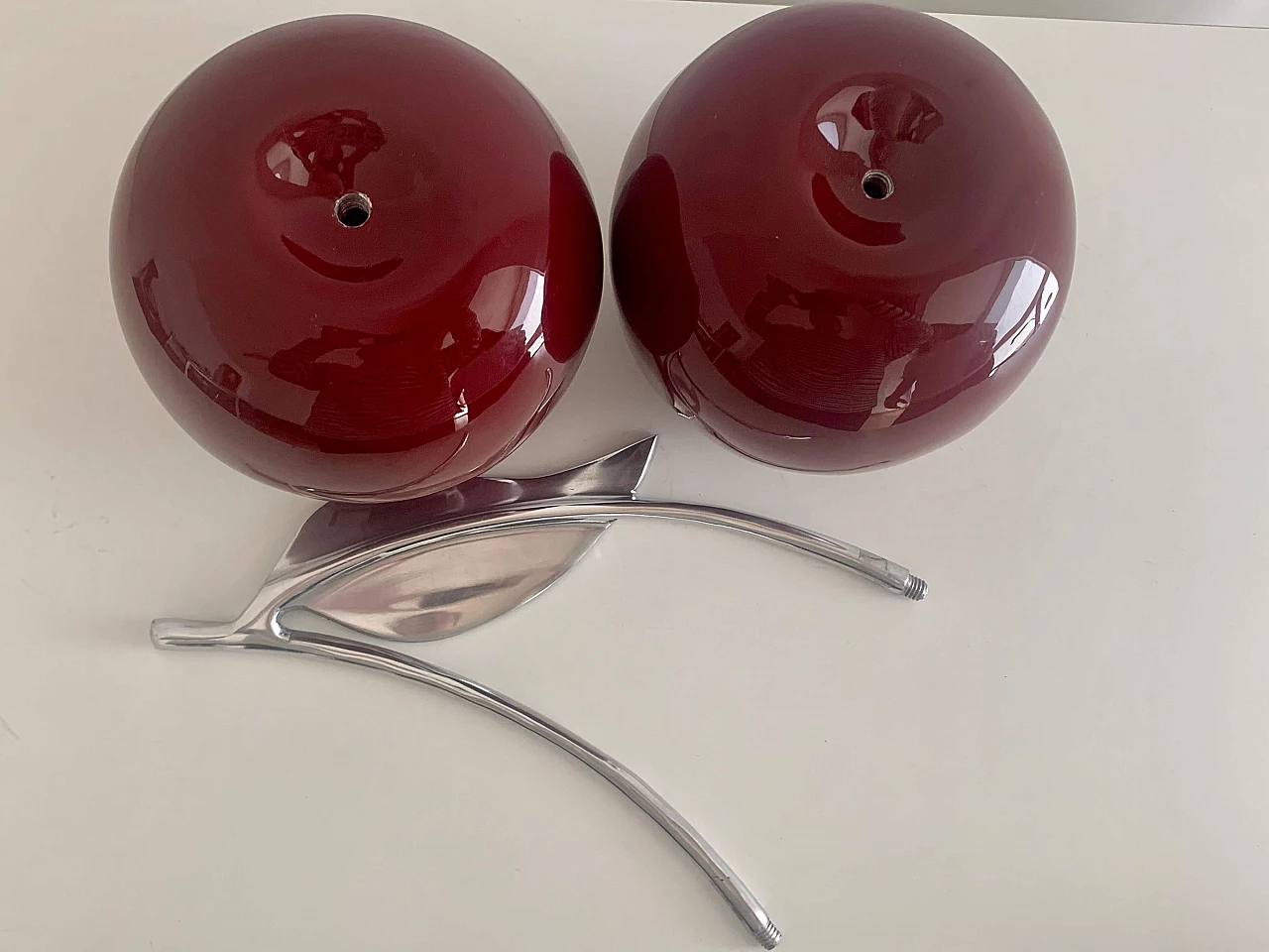Cherry sculpture in resin and silver-plated metal, 2000s 9