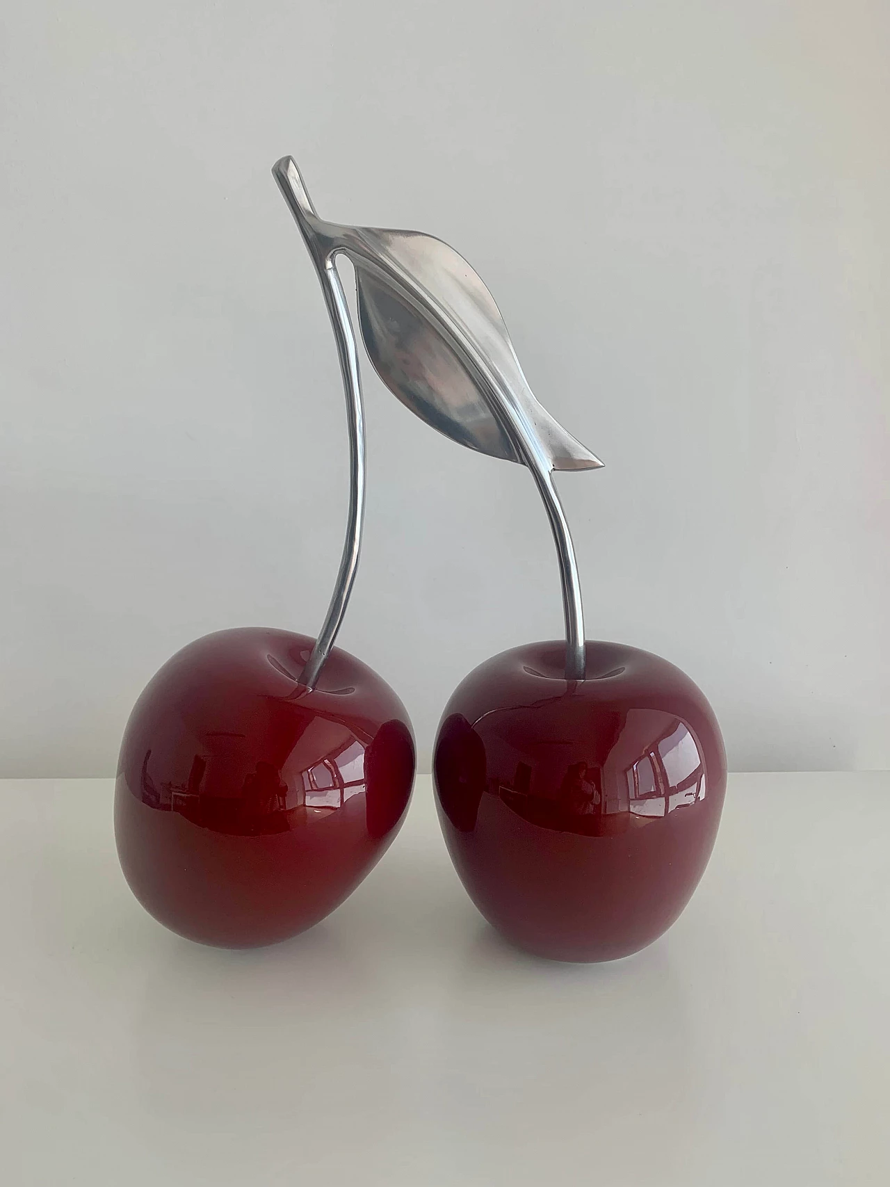 Cherry sculpture in resin and silver-plated metal, 2000s 11