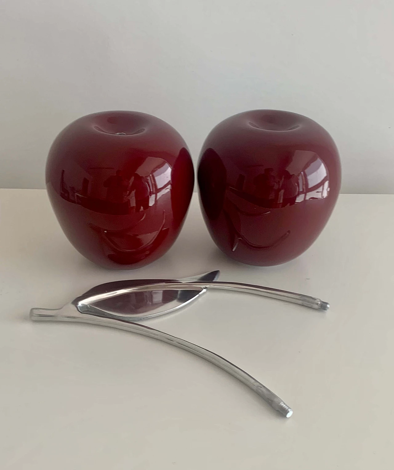 Cherry sculpture in resin and silver-plated metal, 2000s 18