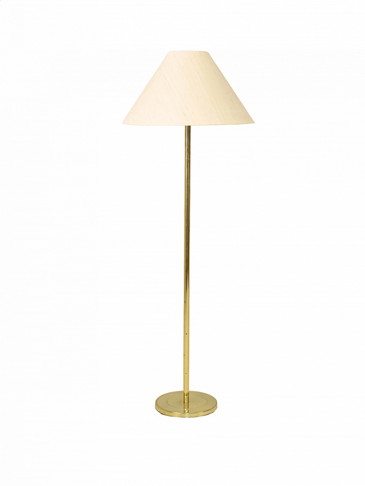 Floor lamp with gold base and fabric shade, 1960s 7