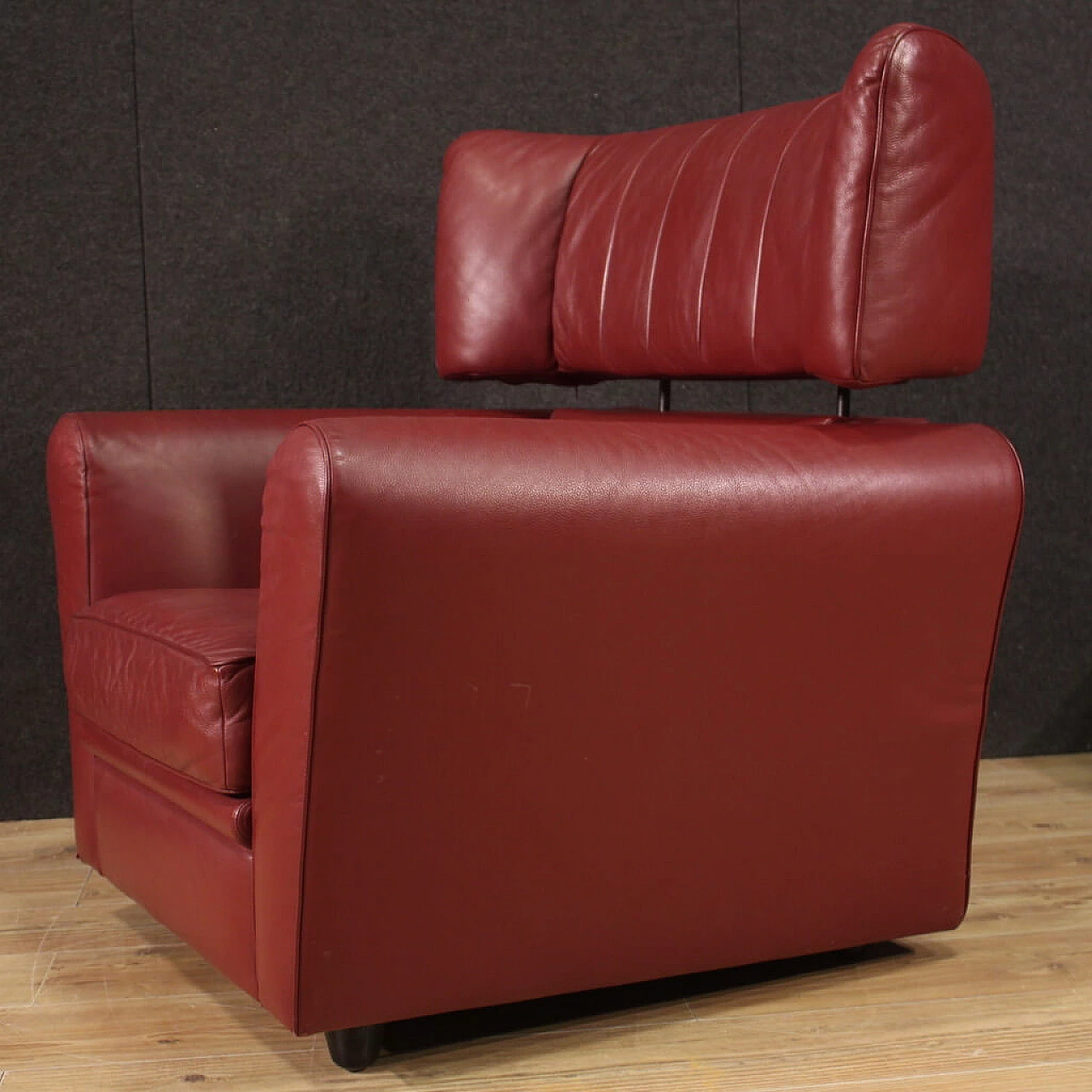Leather armchair with pouf by Zanotta, 1980s 8