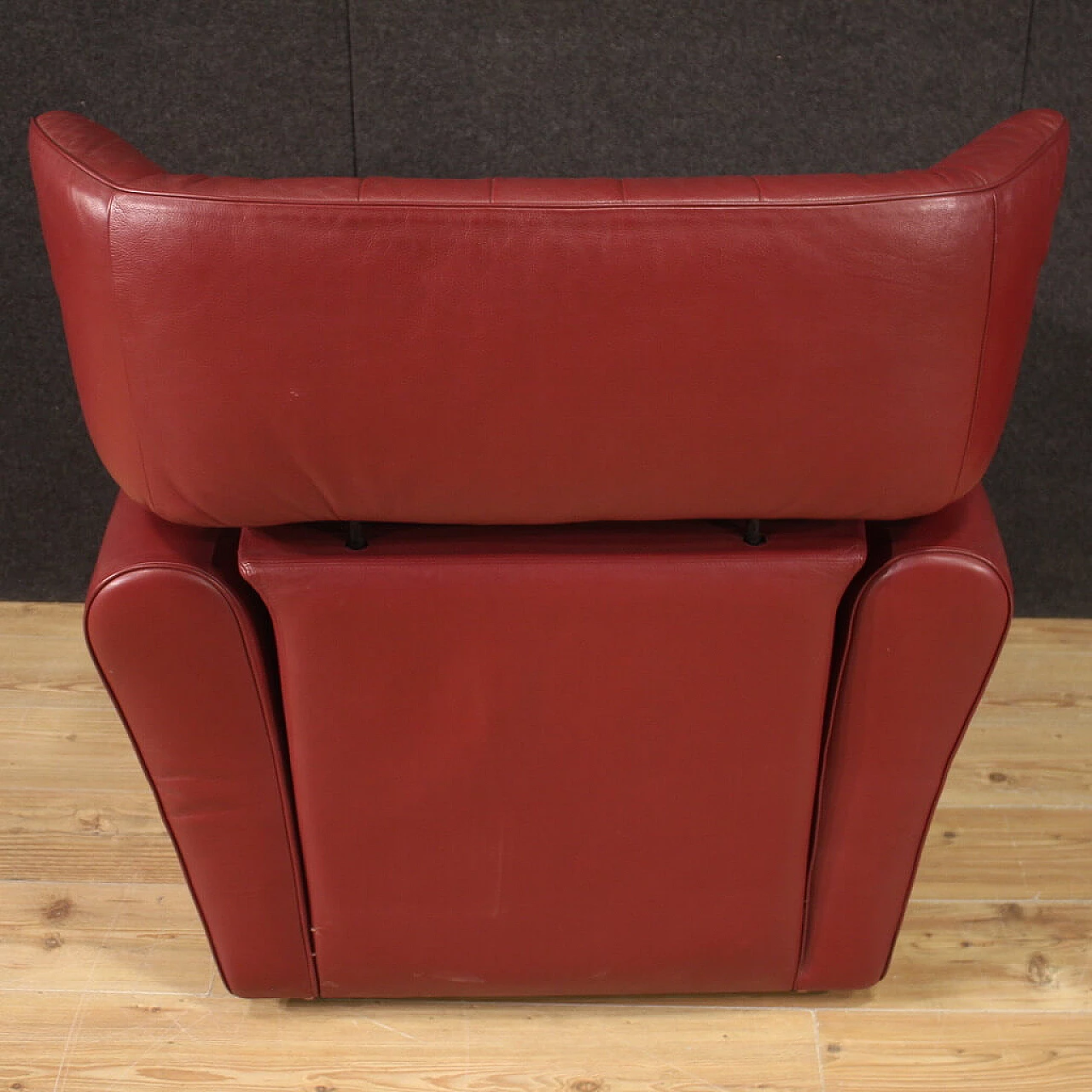 Leather armchair with pouf by Zanotta, 1980s 10